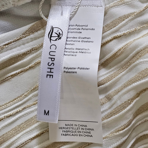 Cupshe One Piece Bathing Suit Size M Tan/White Gold Glitter - Picture 6 of 9